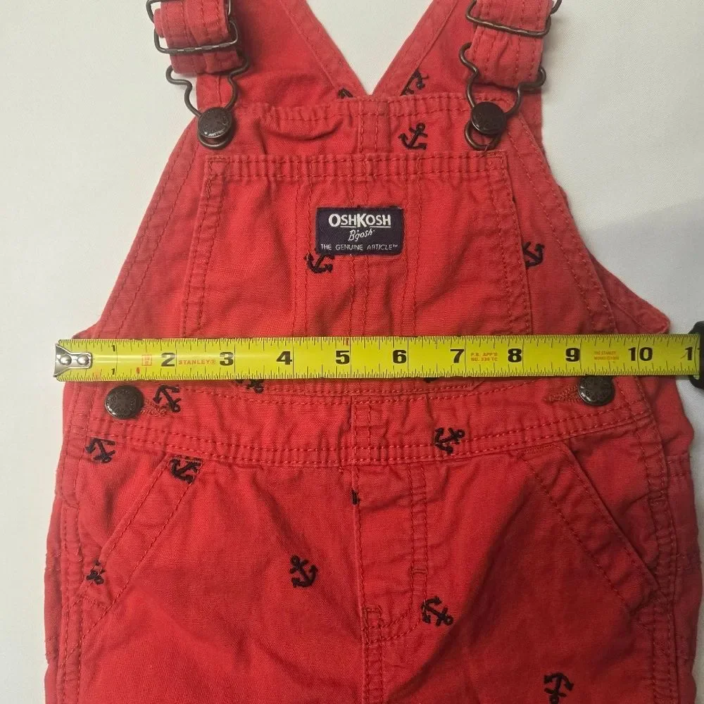 Oshkosh Toddler Boys 18m Shortalls Red Anchor Sailor Nautical 100% Cotton